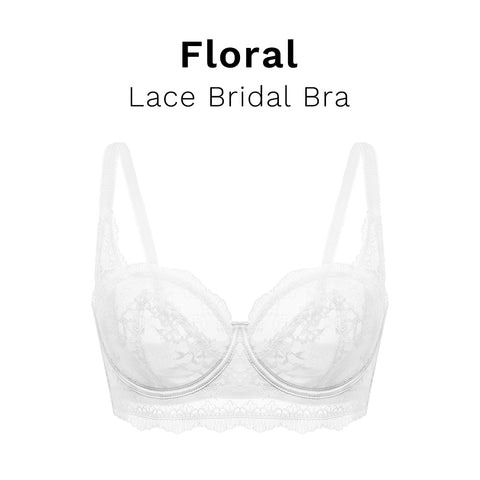 HSIA Floral Lace Unlined Bridal Balconette Bra Set - Supportive Classic