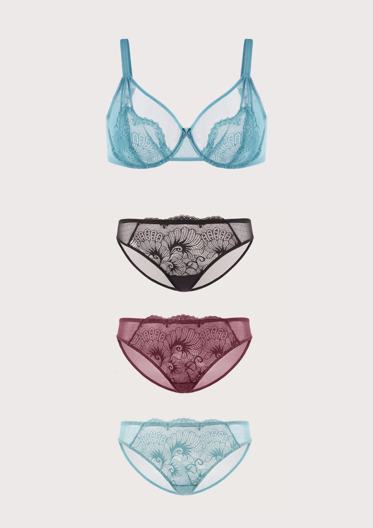 HSIA Amaryllis Lace Underwire Full Cup Bra Unpadded Minimizer Bra - Crystal Blue / 36 / C