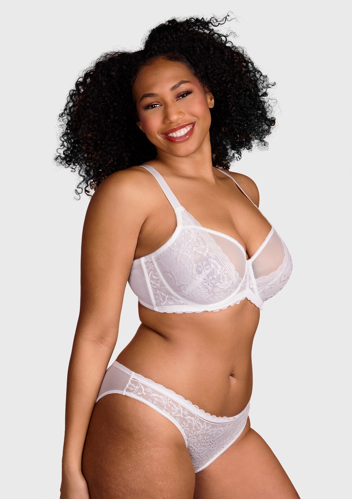 HSIA Anemone Big Bra: Best Bra For Lift And Support, Floral Bra - White / 36 / D