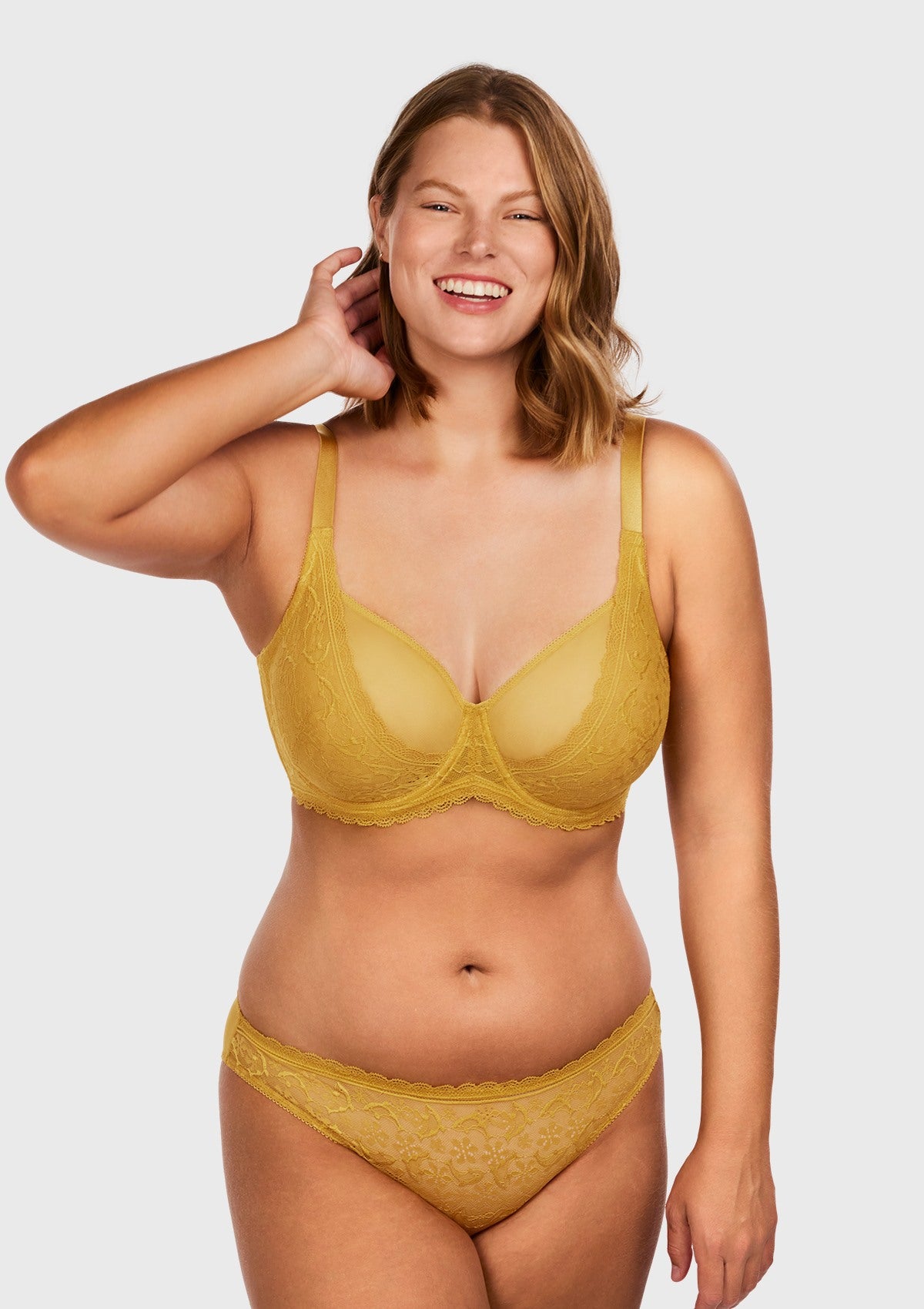 HSIA Anemone Lace Unlined Bra: Supportive, Lightweight Bra - Champagne / 40 / DD/E