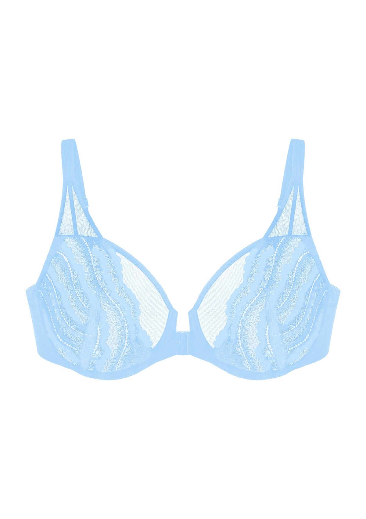 Aqua Passion Front-Close Unlined Lace Bra - Black / 40 / DD/E