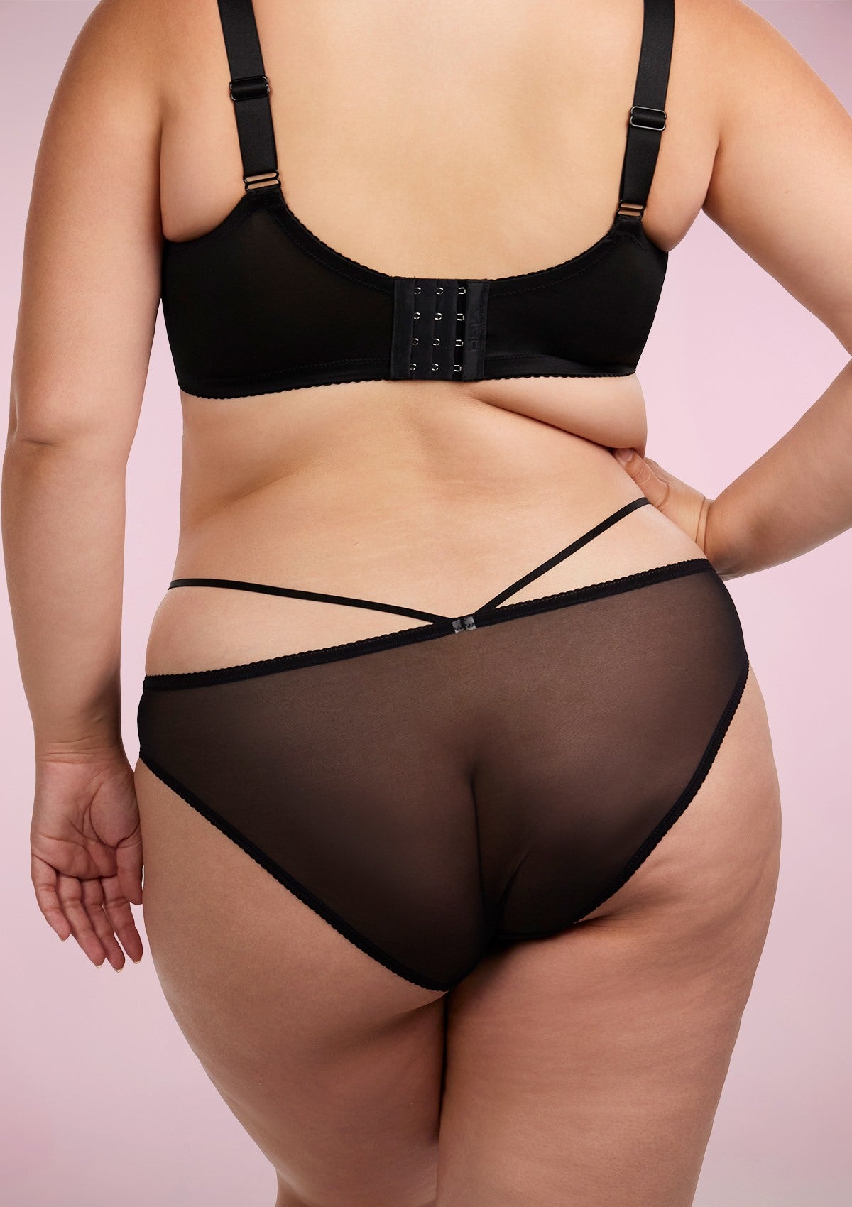 HSIA Breathable Sexy Feminine Lace Mesh Bikini Underwear - M / Black