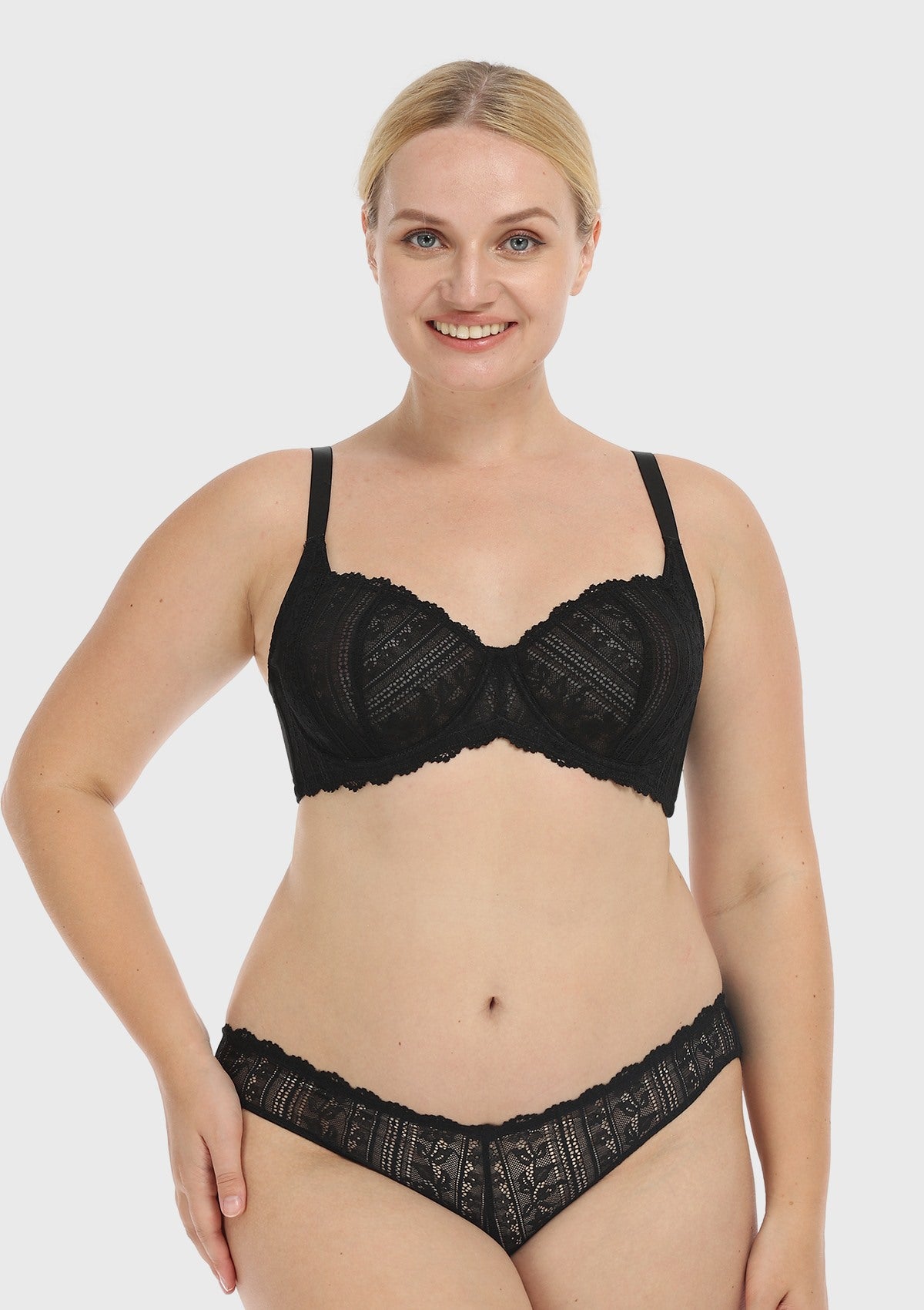 HSIA Begonia: Best Bra For Wide Set Breasts - Thick Strap Bra - Black / 34 / DDD/F