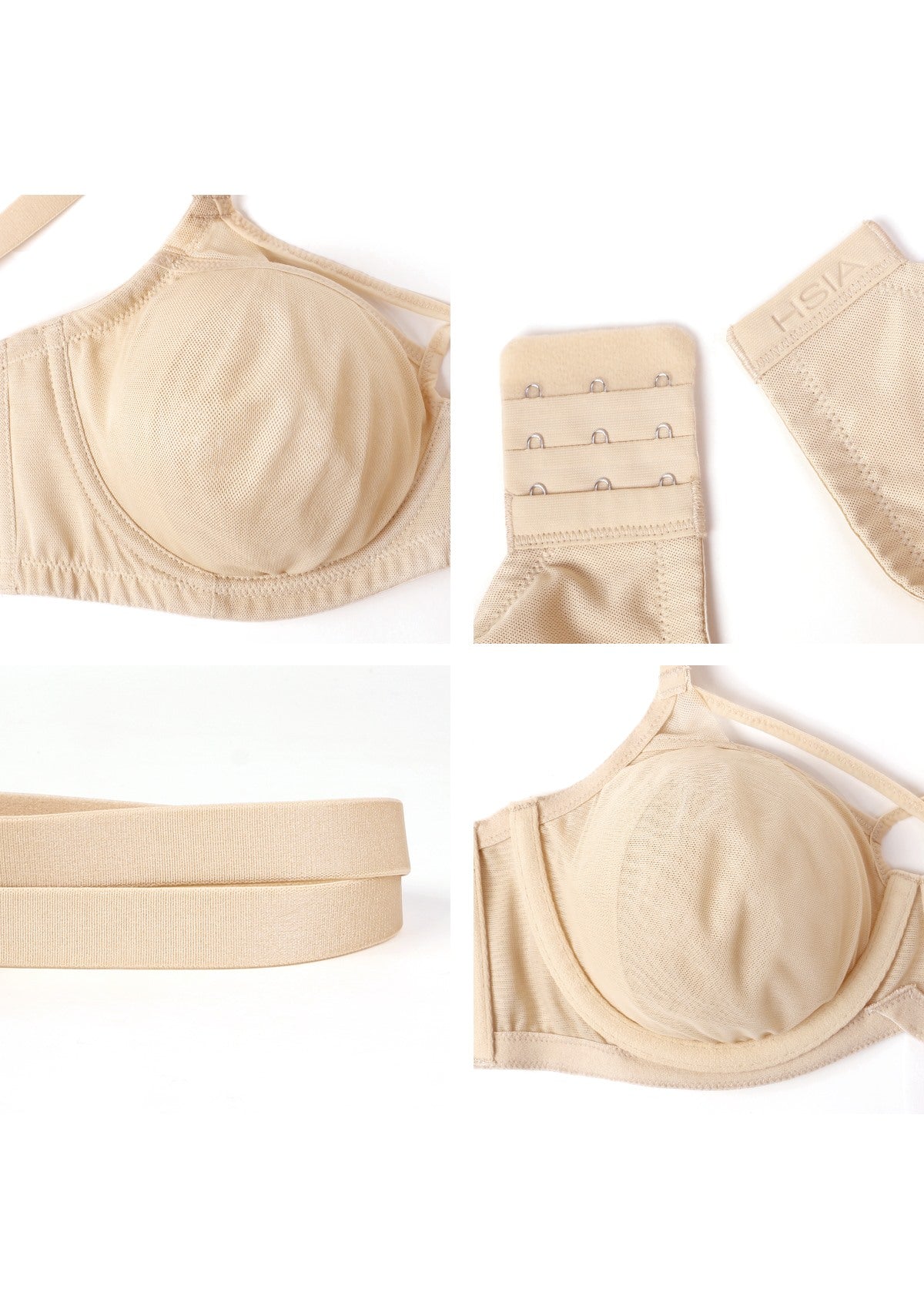 HSIA Billie Cross Front Strap Smooth Sheer Mesh Comfy Underwire Bra - Beige / 44 / C