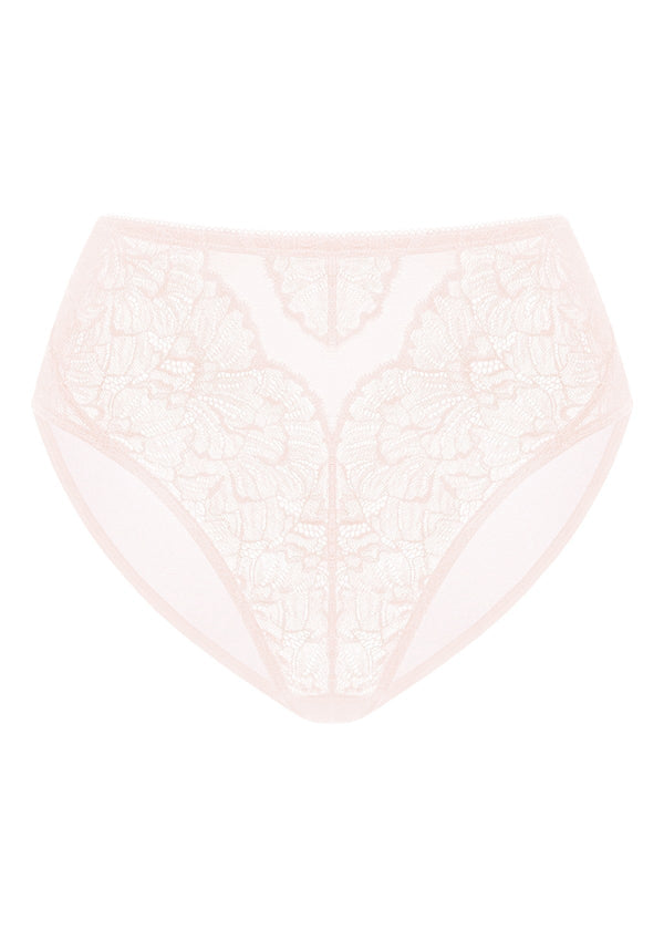 HSIA Blossom Mid-Rise Sheer Lace Lightweight Charming Feminine Pantie - M / Dusty Peach / High-Rise Brief