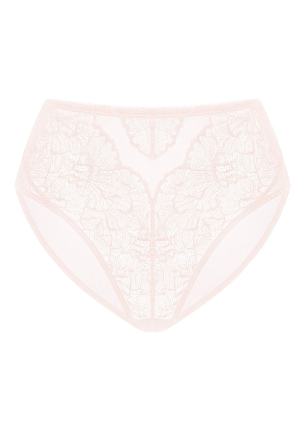 HSIA Blossom Mid-Rise Sheer Lace Lightweight Charming Feminine Pantie - L / Dusty Peach / High-Rise Brief