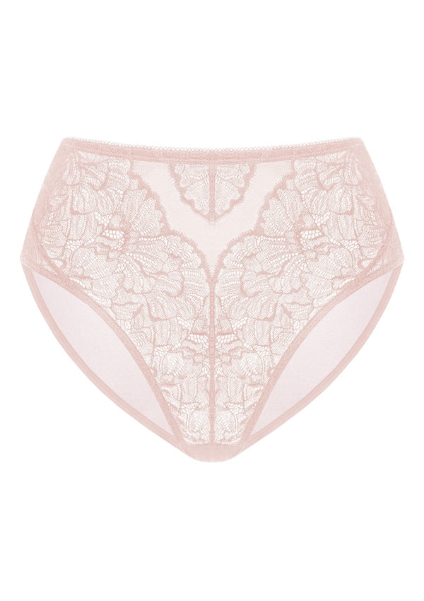 HSIA Blossom Mid-Rise Front Lace Mesh Back Everyday Pantie  - XXL / Dark Pink / High-Rise Brief