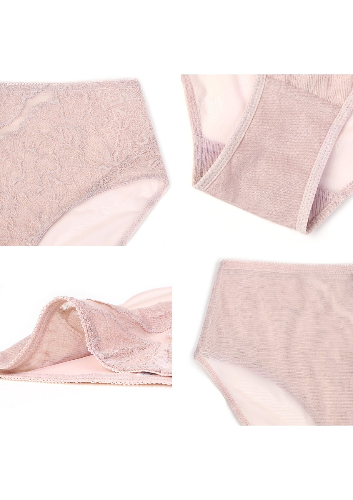 HSIA Blossom High-Rise Floral Lacy Panty-Comfort In Style - M / Dusty Peach