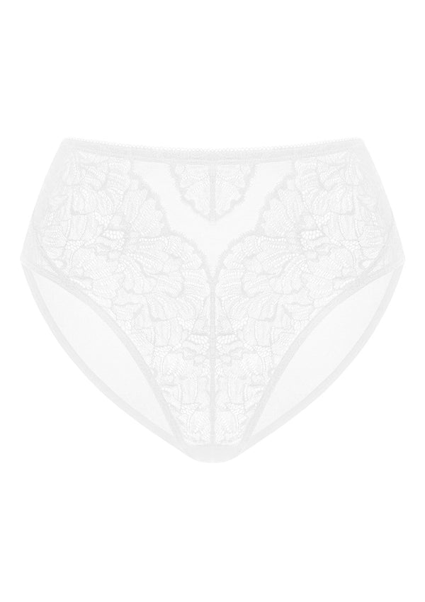 HSIA Blossom Mid-Rise Mesh Lace Panties - XXXL / White / High-Rise Brief