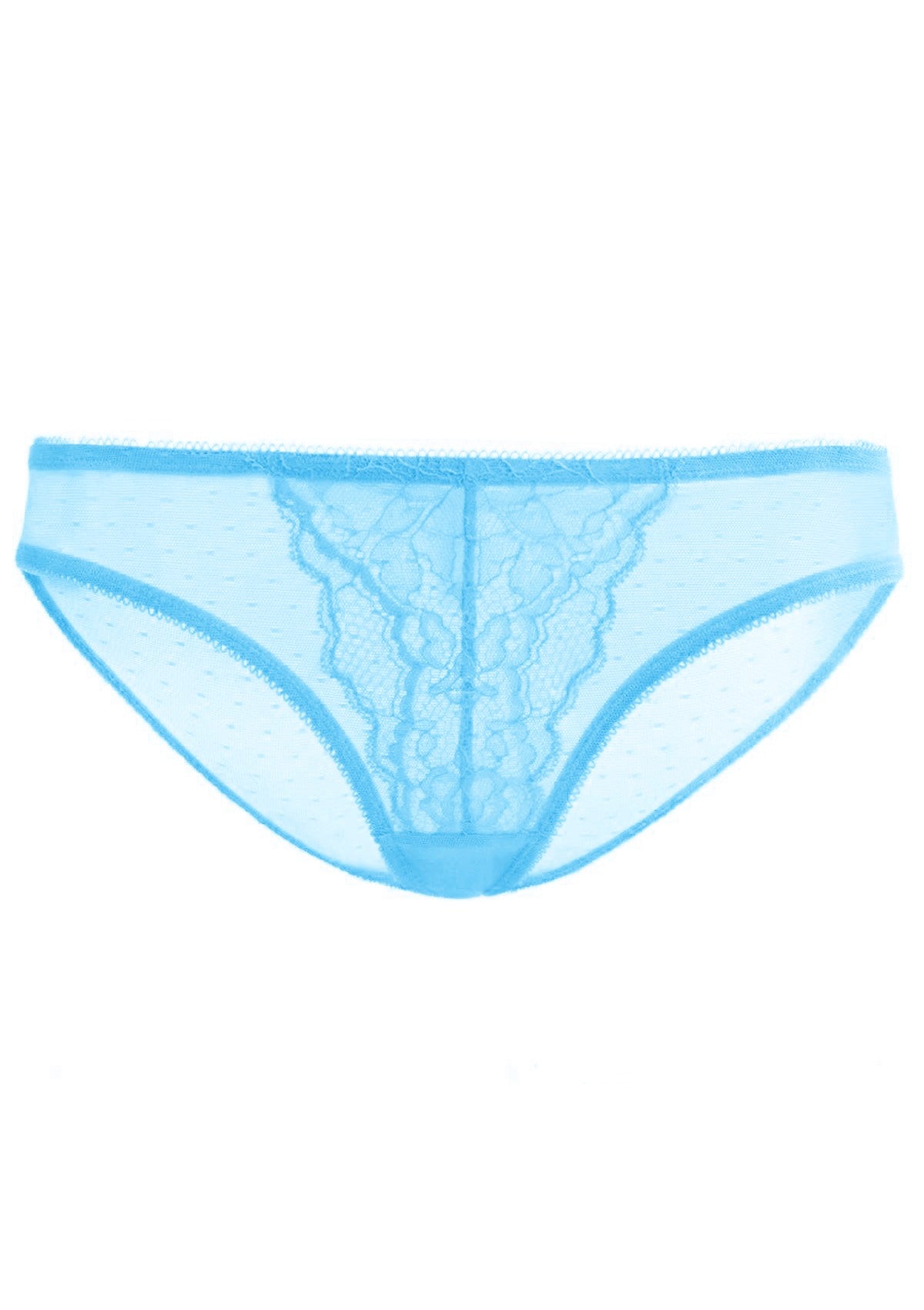 HSIA Mid-Rise Sheer Stylish Lace-Trimmed Supportive Comfy Mesh Pantie - XL / Capri Blue / Bikini