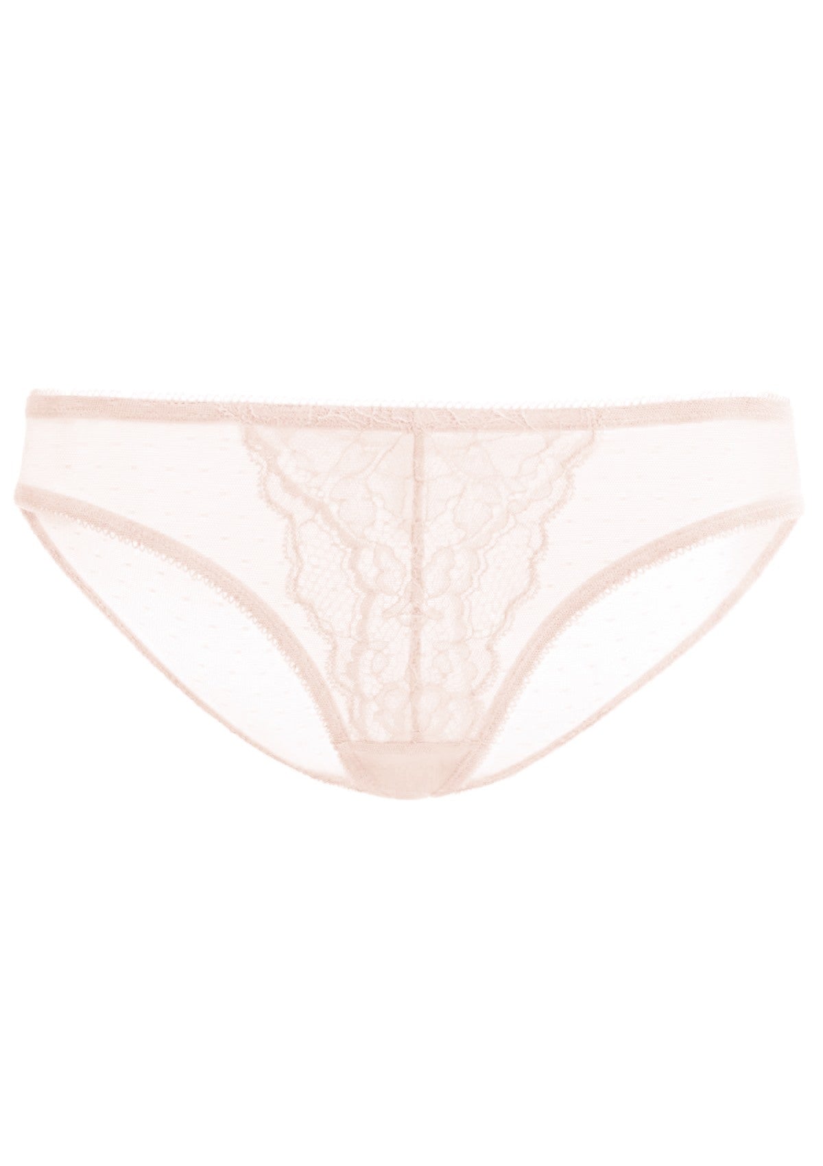 HSIA Mid-Rise Sheer Stylish Lace-Trimmed Supportive Comfy Mesh Pantie - M / Dusty Peach