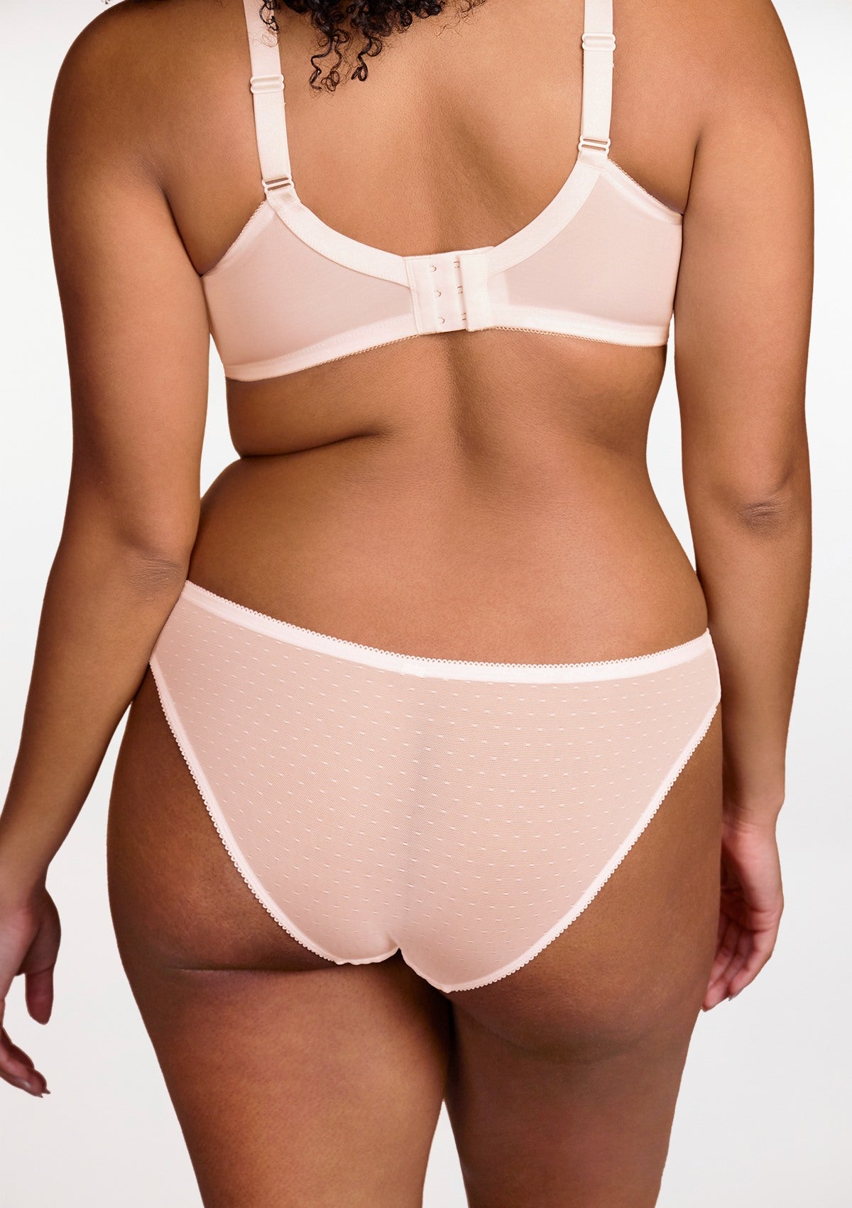 HSIA Mid-Rise Sheer Stylish Lace-Trimmed Supportive Comfy Mesh Pantie - L / Dusty Peach