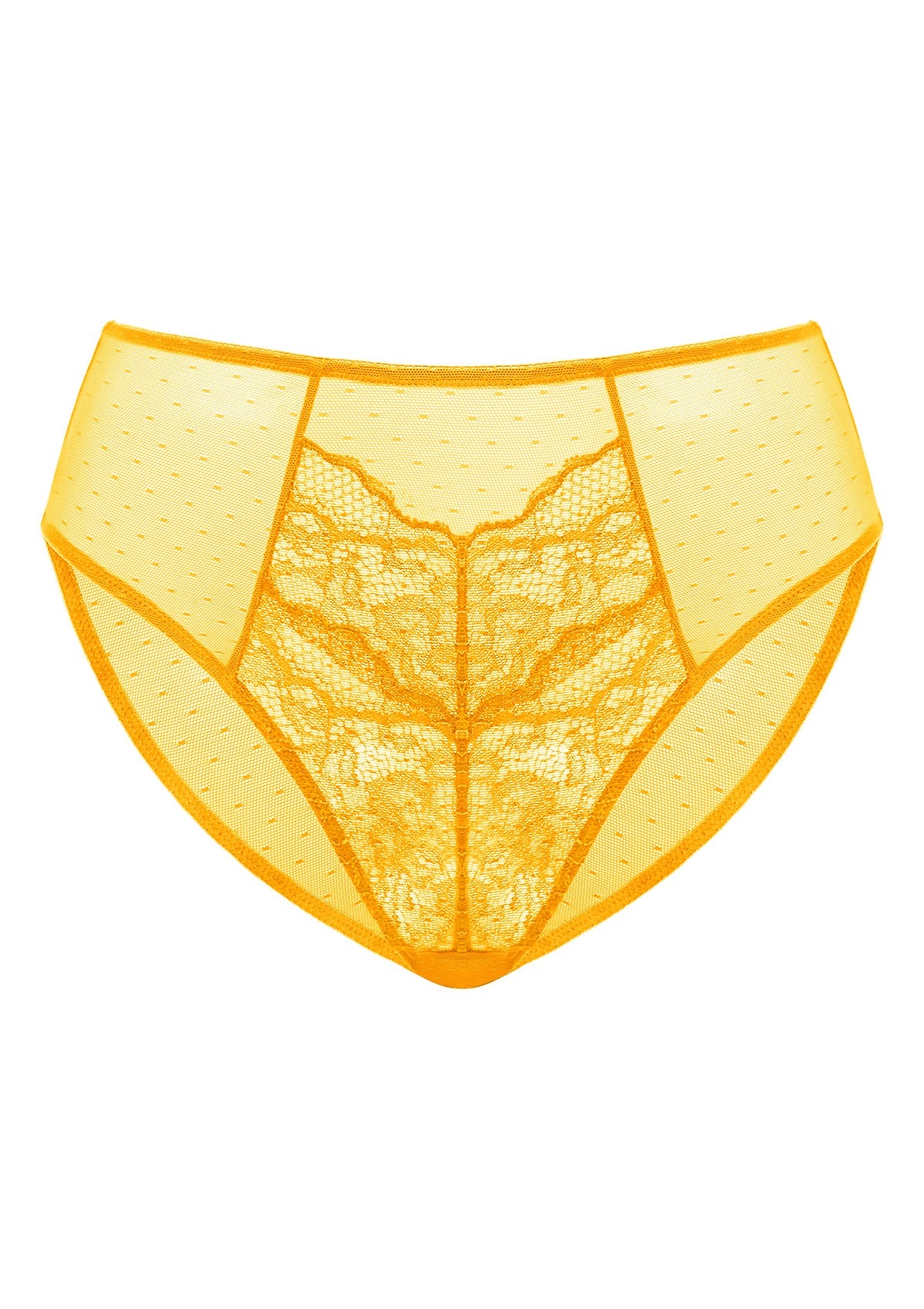 HSIA Enchante Mid-Rise Transparent Flattering Lace Mesh Pantie  - XXXL / Cadmium Yellow / Bikini