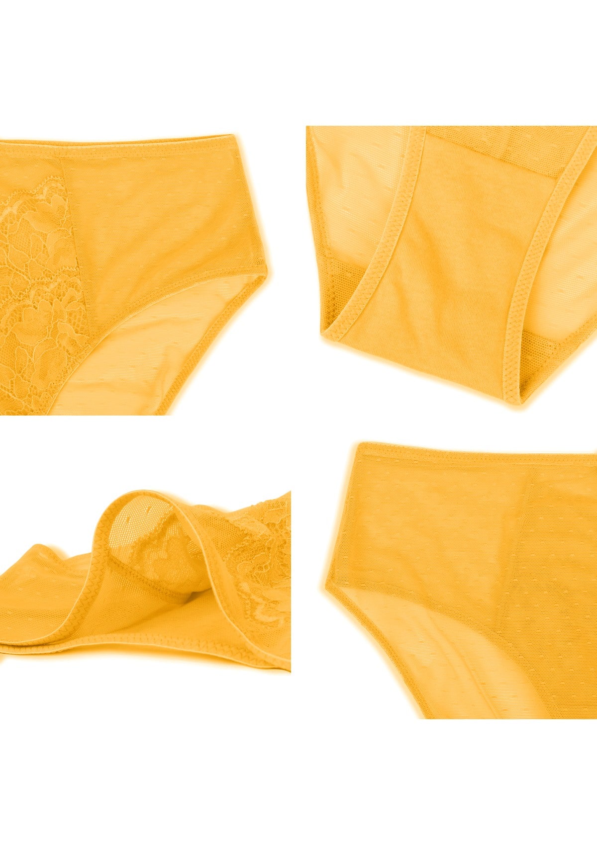 HSIA Enchante High-Rise Floral Lacy Panty-Comfort In Style - M / Cadmium Yellow