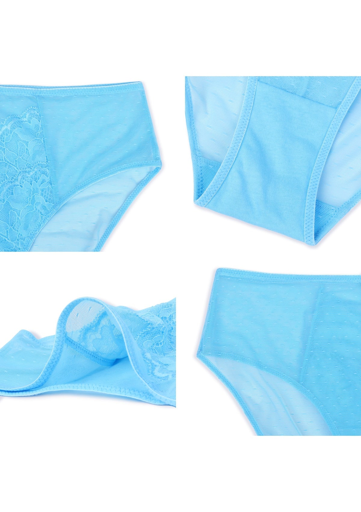 HSIA Enchante High-Rise Floral Lacy Panty-Comfort In Style - M / Capri Blue