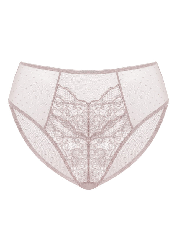 HSIA Mid-Rise Sheer Stylish Lace-Trimmed Supportive Comfy Mesh Pantie - M / Dark Pink / Bikini