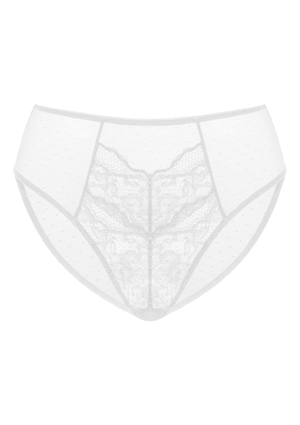 HSIA Enchante Mid-Rise Sheer Comfortable Trendy Lace Floral Mesh Pantie - XXXL / White / Bikini