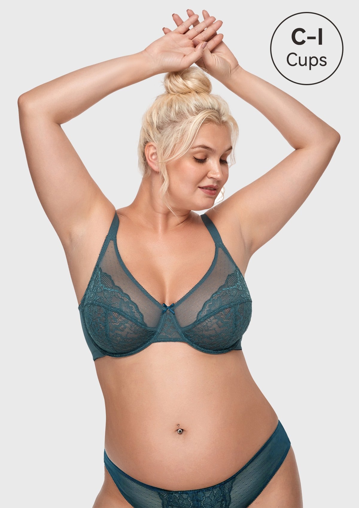 HSIA Enchante Full Coverage Bra: Supportive Bra For Big Busts - Balsam Blue / 34 / C