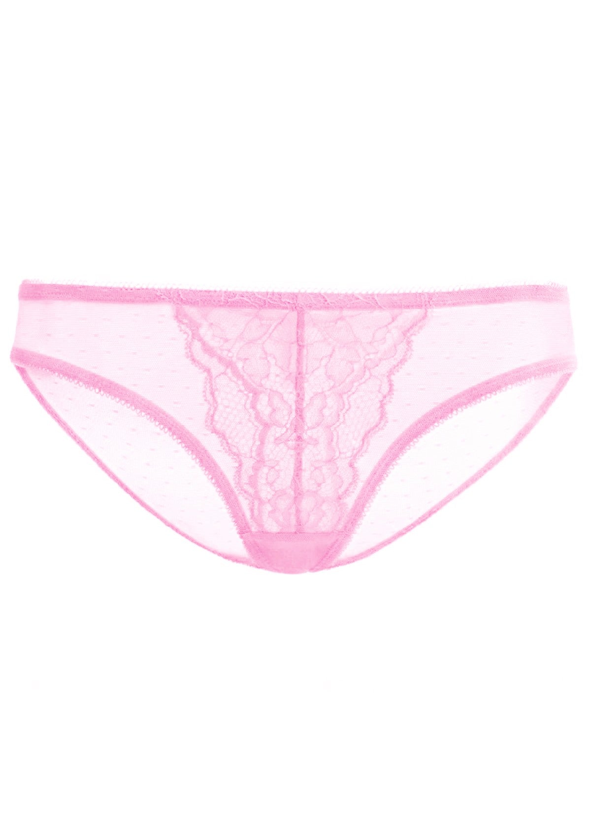 HSIA Mid-Rise Sheer Stylish Lace-Trimmed Supportive Comfy Mesh Pantie - XXXL / Pink