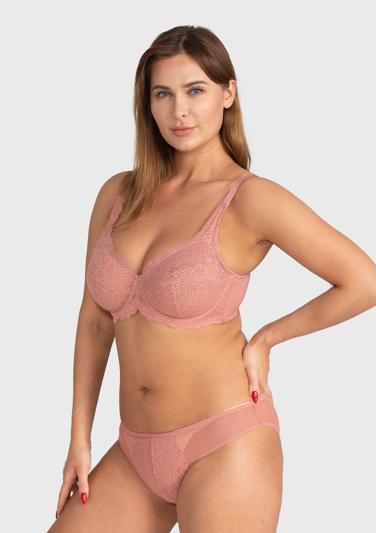 HSIA Forget Me Not Thin Bra: Wide Band Bra For Wide Set Breasts - Light Coral / 42 / DDD/F