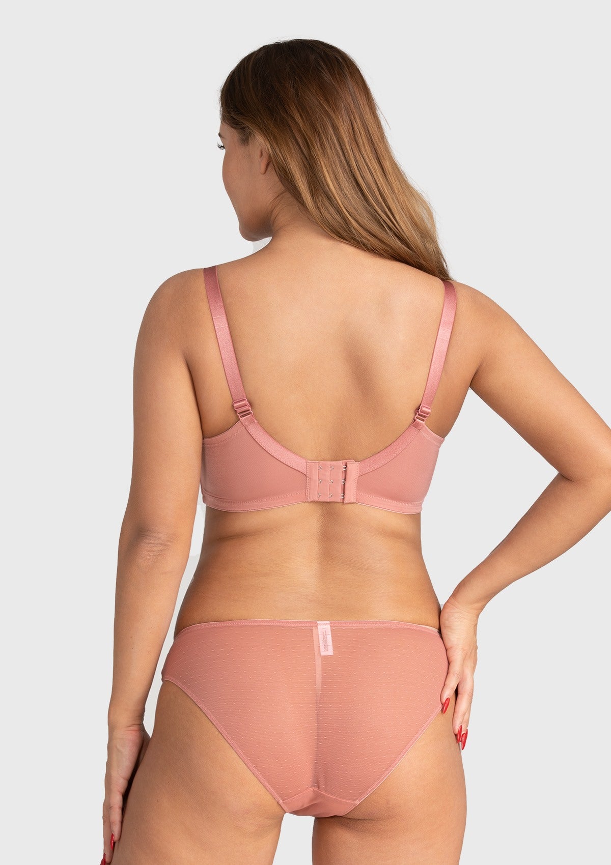 HSIA Forget Me Not Thin Bra: Wide Band Bra For Wide Set Breasts - Dusty Peach / 36 / DDD/F