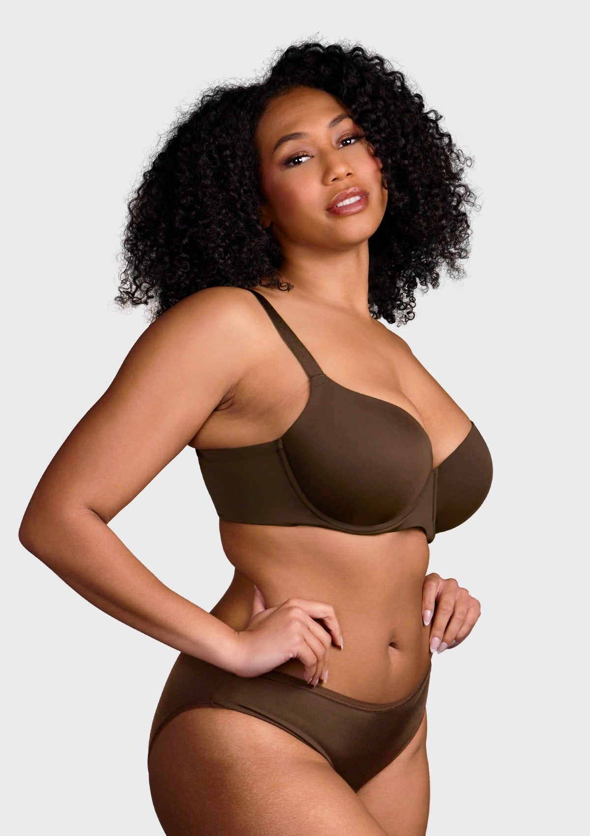 HSIA Gemma Smooth Supportive Padded T-shirt Bra - For Full Figures - Cocoa Brown / 34 / C