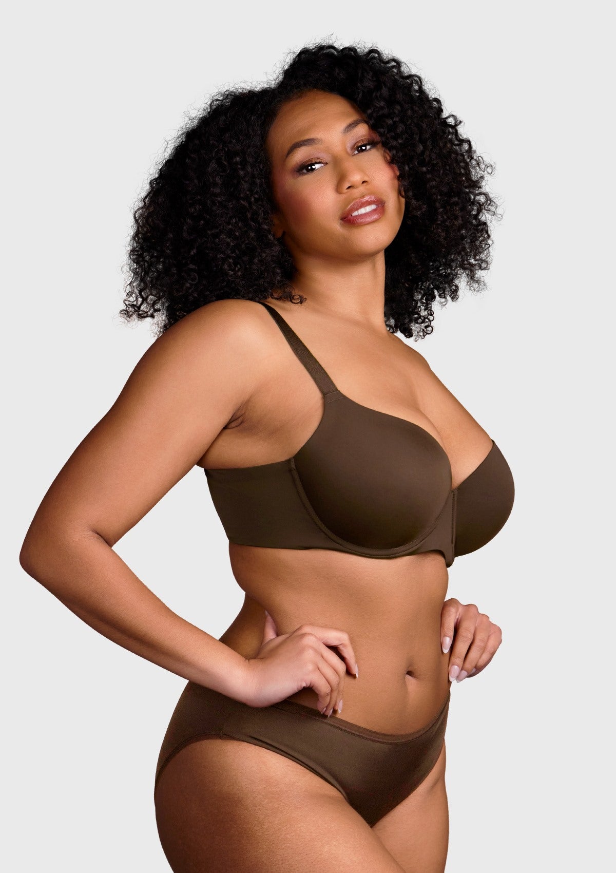 HSIA Gemma Smooth Supportive Padded T-shirt Bra - For Full Figures - Cocoa Brown / 36 / C