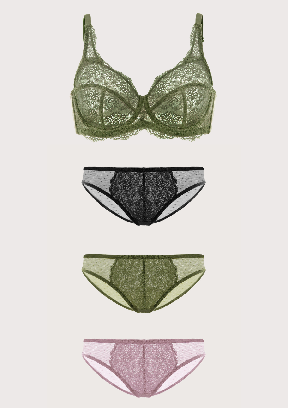 HSIA All-Over Floral Lace Unlined Bra: Minimizer Bra For Heavy Breasts - Dark Green / 44 / DDD/F