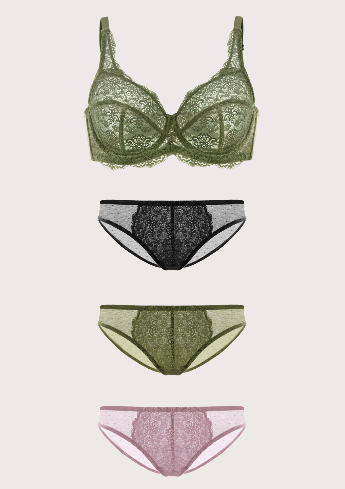 HSIA All-Over Floral Lace Unlined Bra: Minimizer Bra For Heavy Breasts - Dark Green / 44 / D