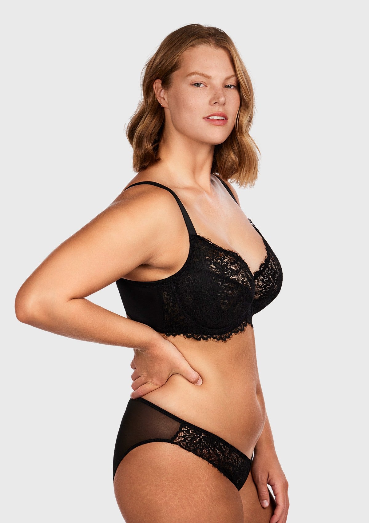 HSIA Sunflower Underwire Lace Bra: Unlined Full Coverage Support Bra - Black / 42 / D