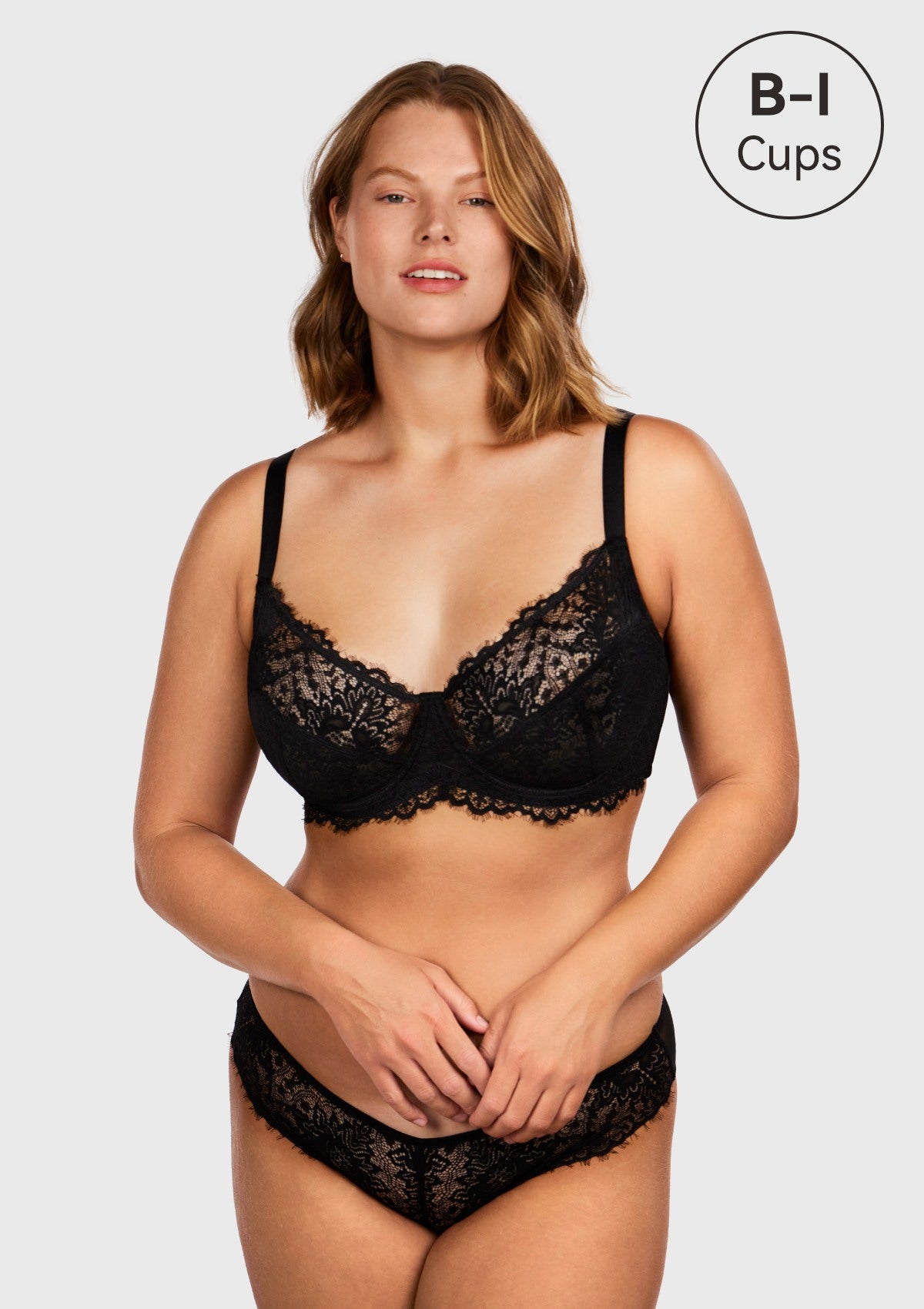 HSIA Sunflower Underwire Lace Bra: Unlined Full Coverage Support Bra - Black / 36 / D