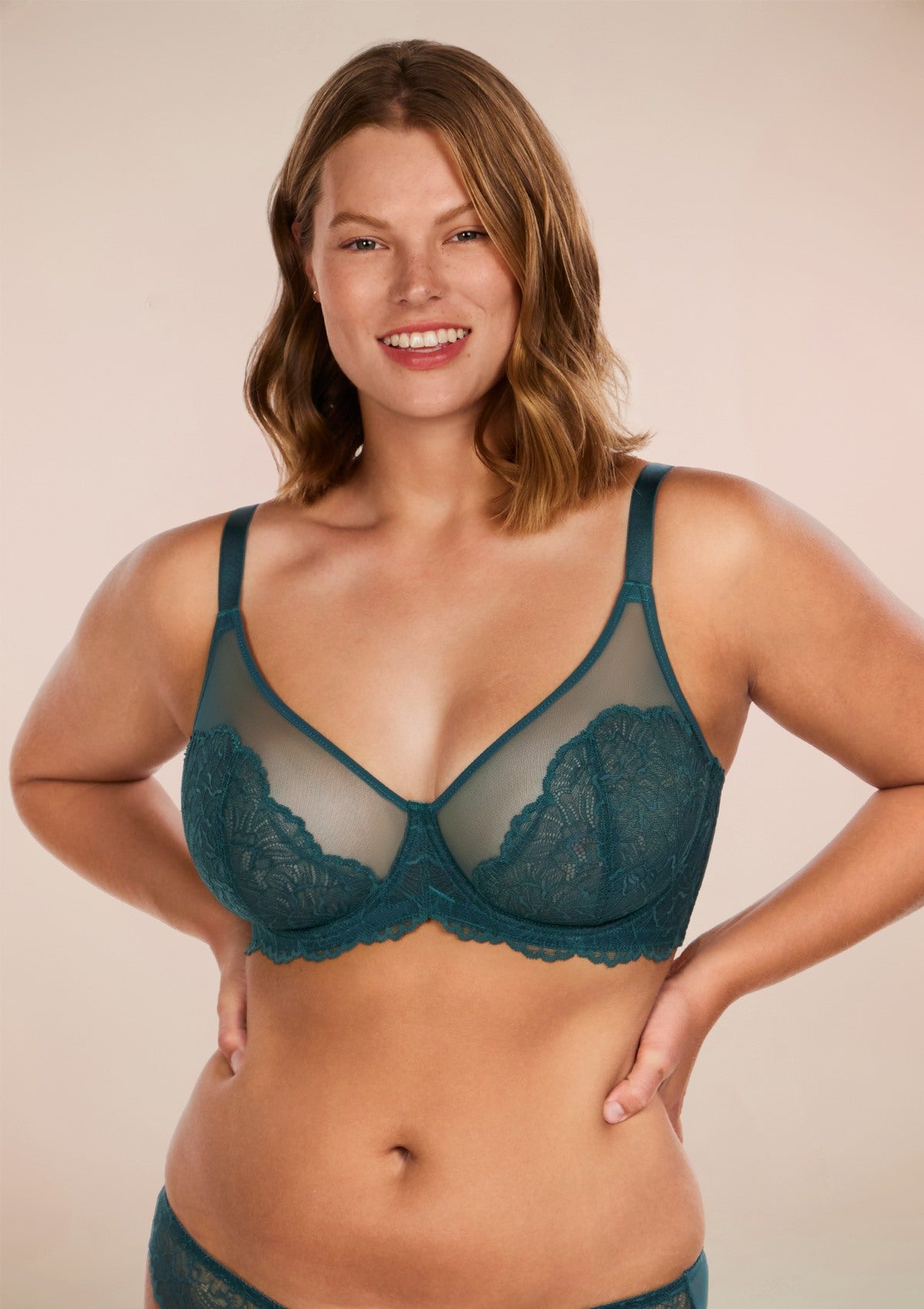 HSIA Blossom Full Figure See-Through Lace Bra For Side And Back Fat - Balsam Blue / 42 / H
