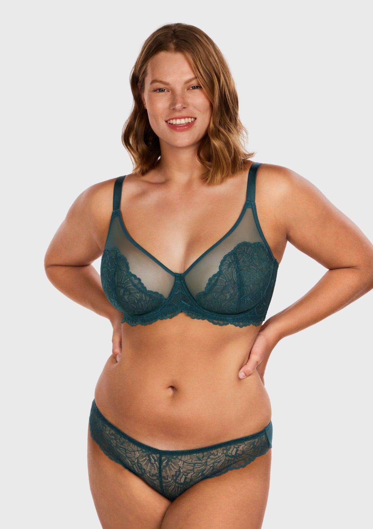 HSIA Blossom Full Figure See-Through Lace Bra For Side And Back Fat - Balsam Blue / 44 / D
