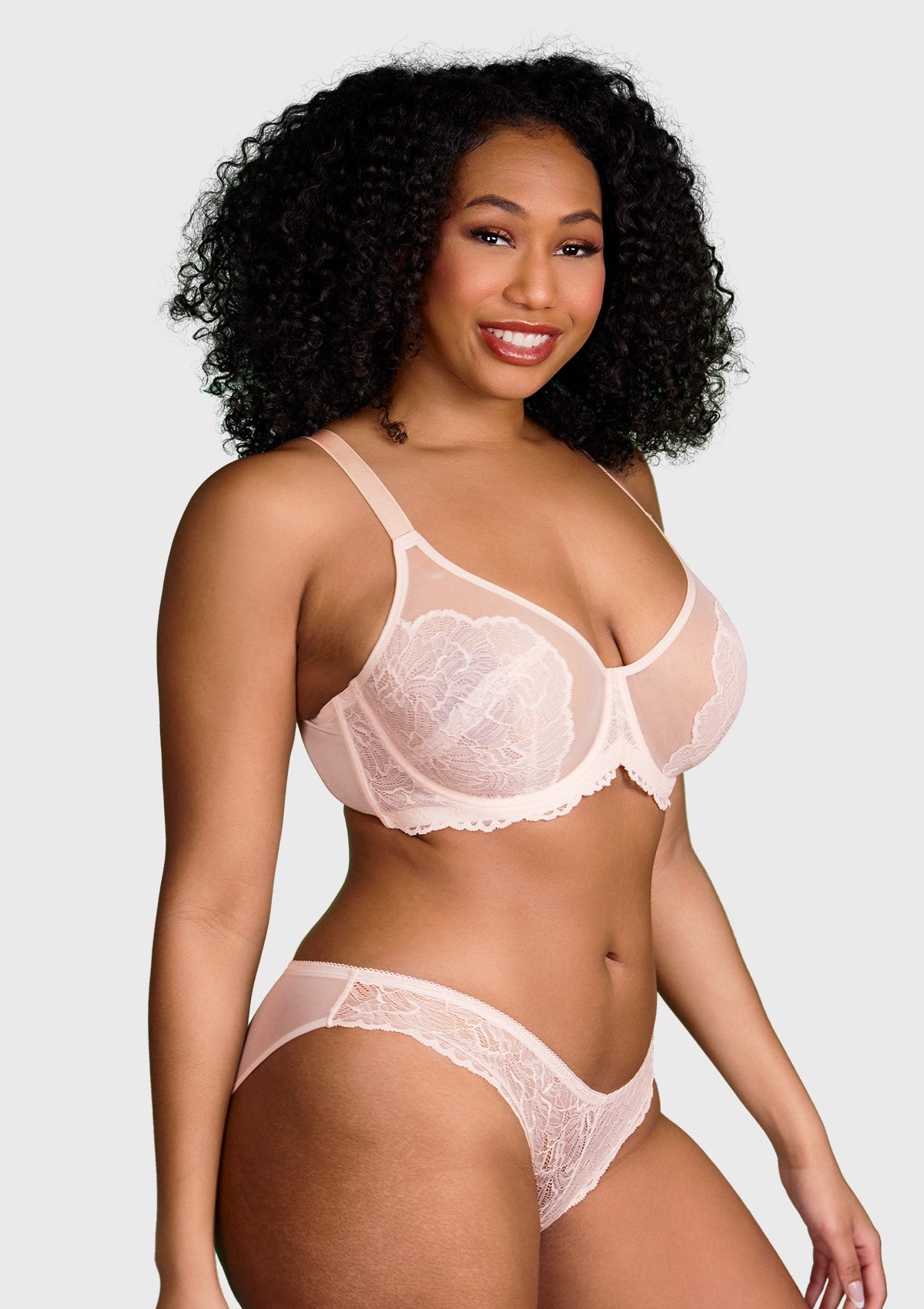 HSIA Blossom Sheer Lace Bra: Comfortable Underwire Bra For Big Busts - Dusty Peach / 42 / C