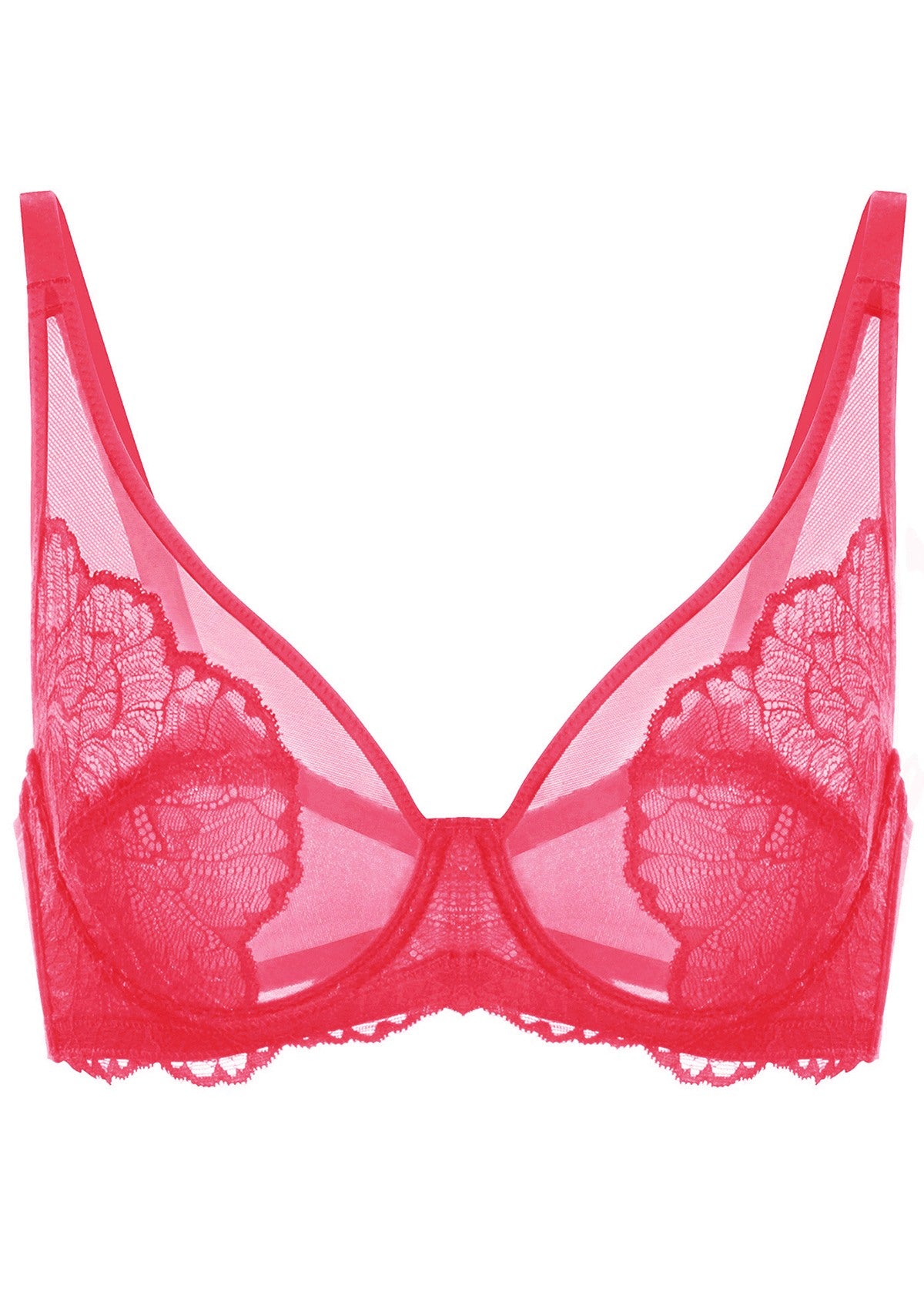 HSIA Blossom Unlined Lace Underwire Bra - Burgundy / 42 / C