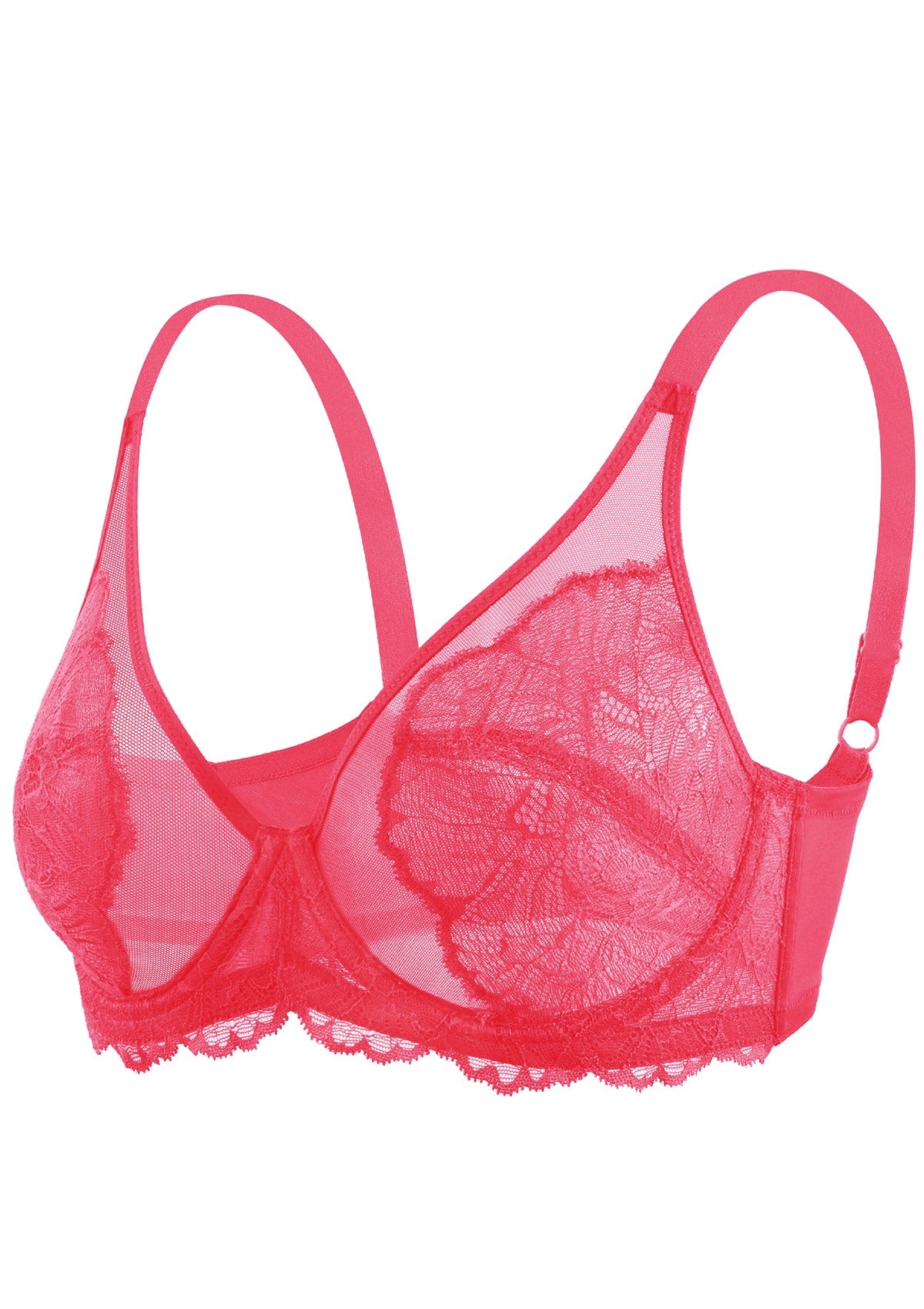 HSIA Blossom Unlined Lace Underwire Bra - Raspberry / 44 / D