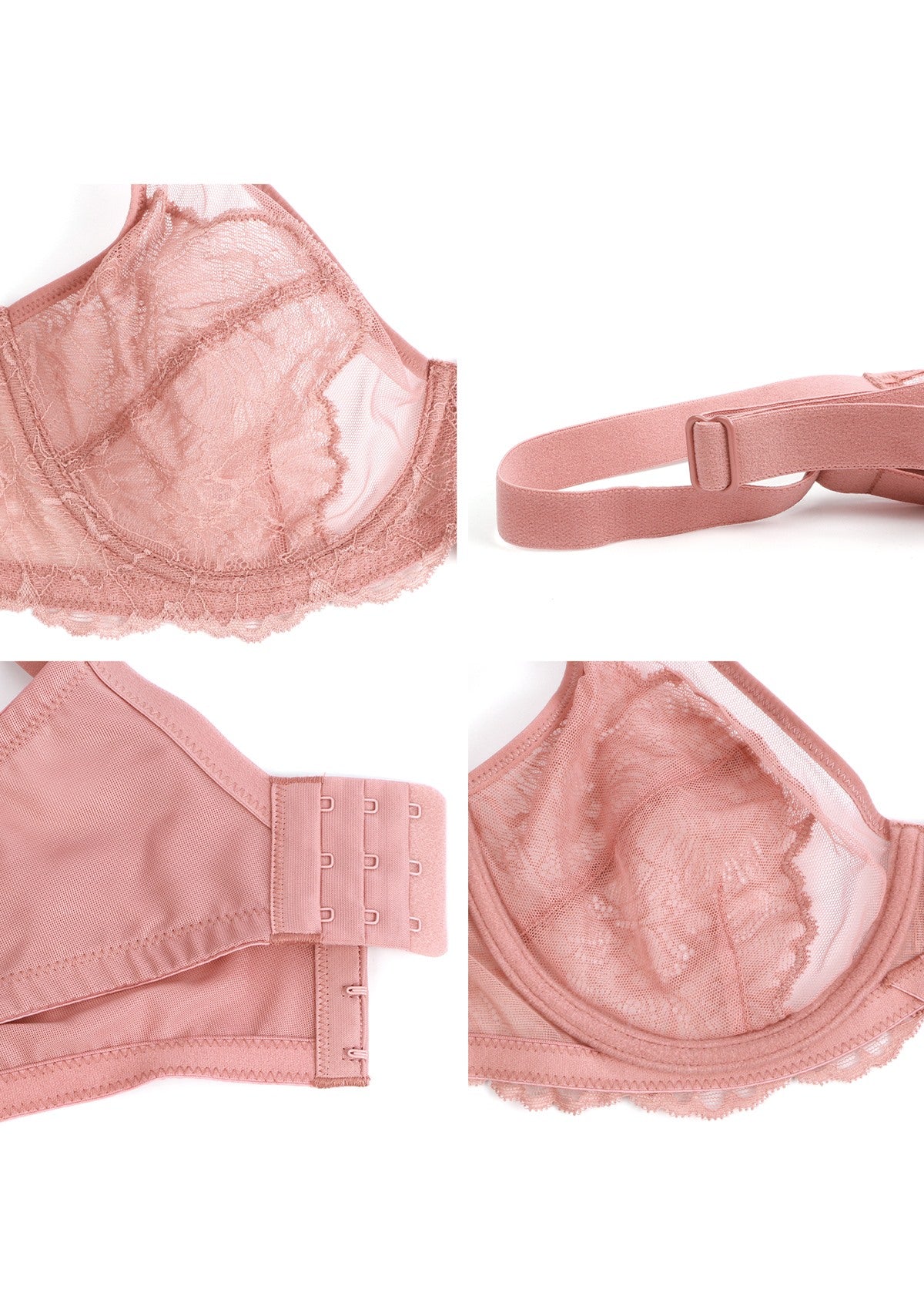 HSIA Blossom Unlined Lace Underwire Bra - Raspberry / 40 / DD/E