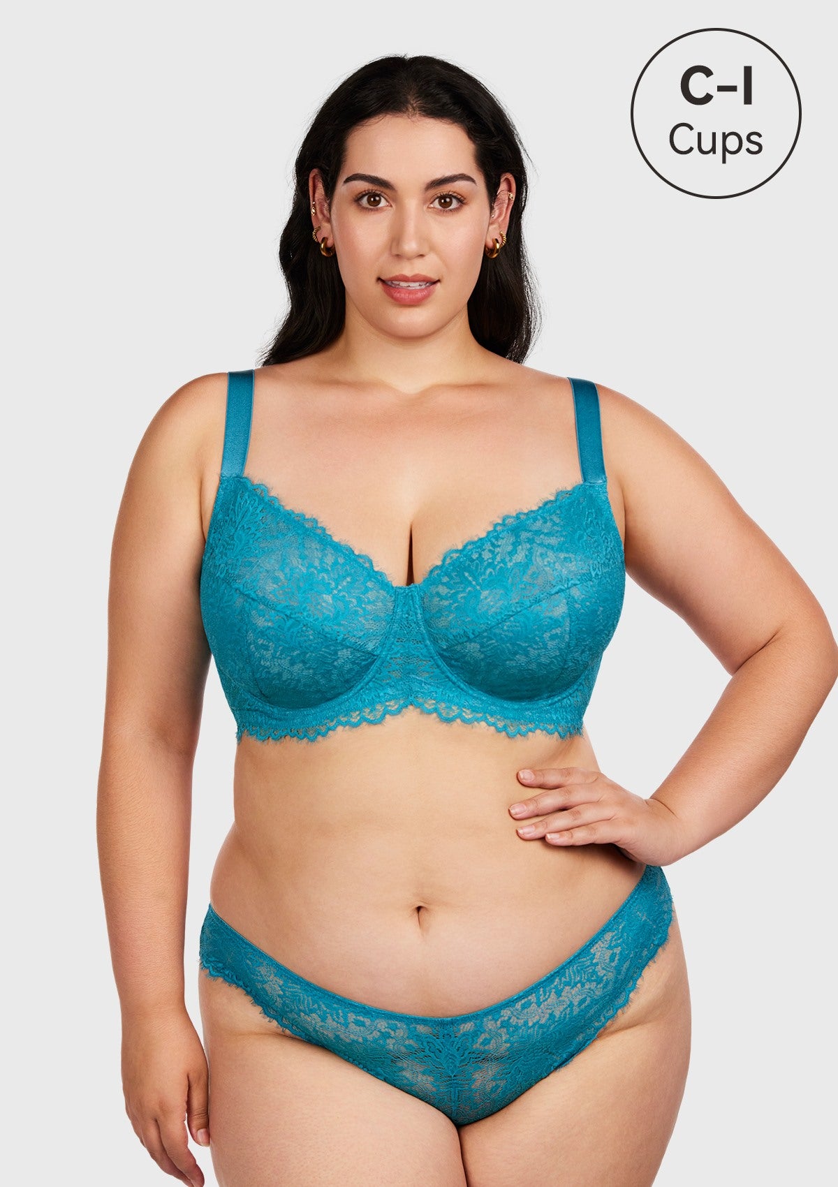 HSIA Sunflower Unlined Lace Bra: Best Bra For Wide Set Breasts - Horizon Blue / 38 / H