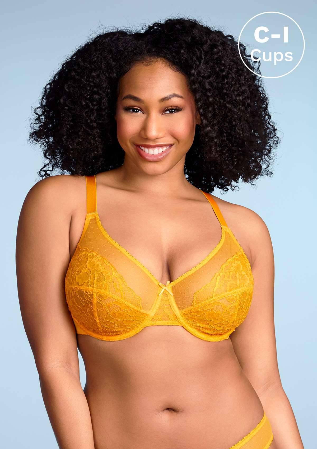 Enchante - Yellow Unlined Underwire Lace Minimizer Bra , HSIA - Cadmium Yellow / 44 / D