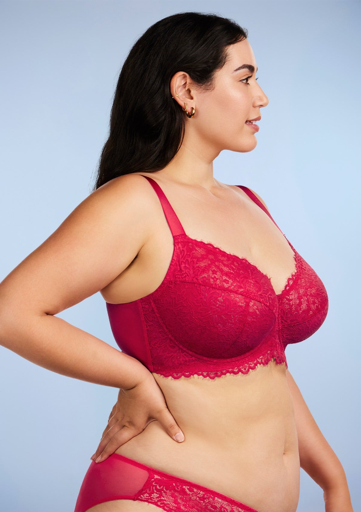 HSIA Red Sunflower Lace Underwire Bra - Raspberry / 40 / DDD/F