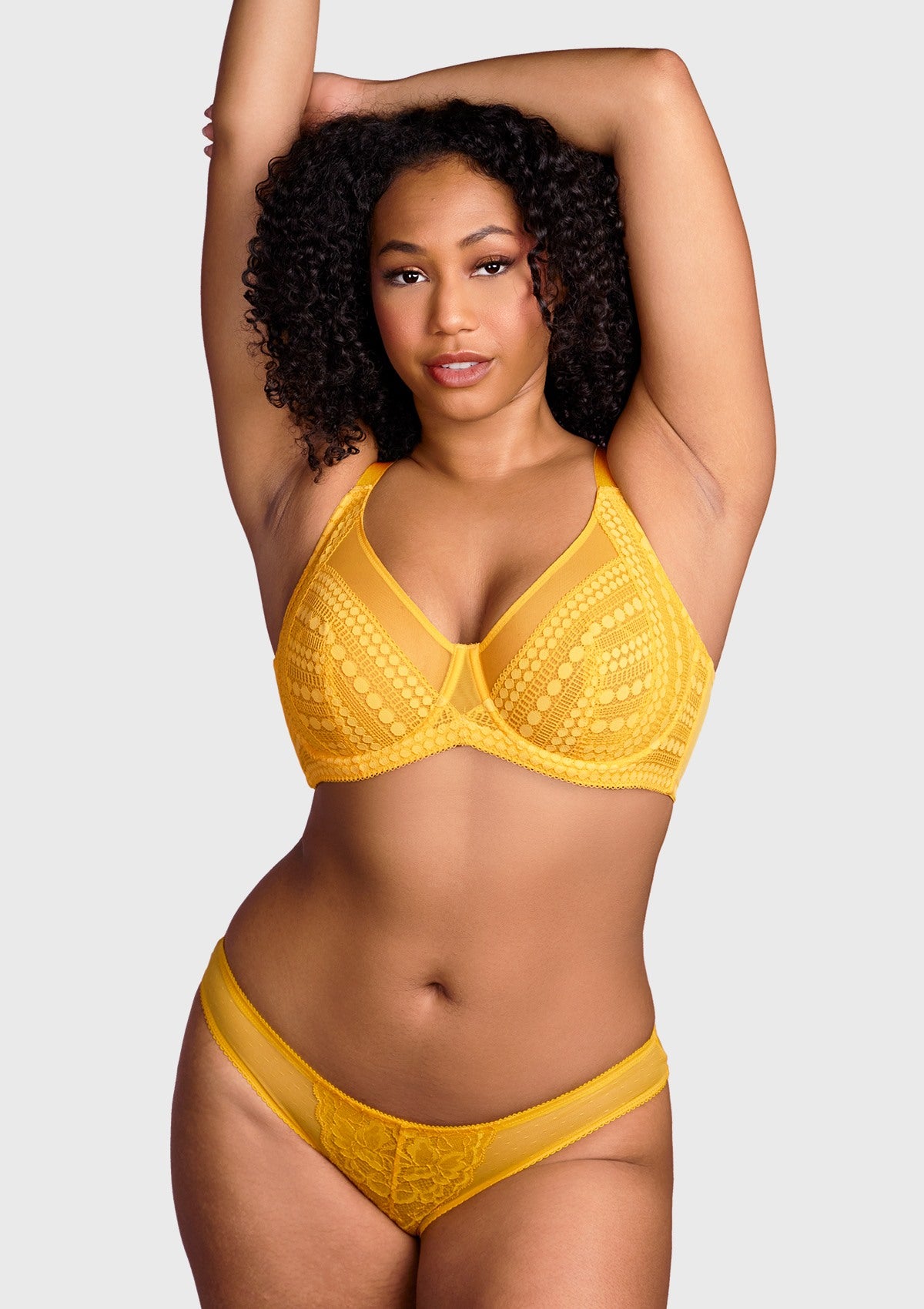 HSIA Heroine Lace Unlined Bra: Bra That Hides Back Fat - Plus Size - Yellow / 36 / D