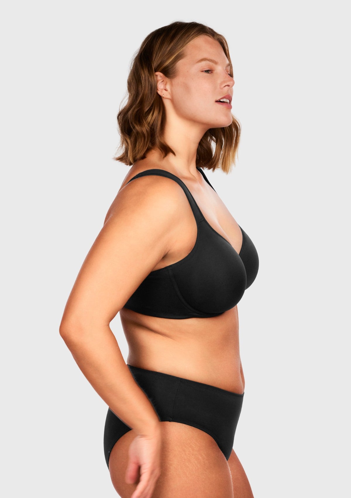 HSIA Joan Soft T-shirt Unlined Non-Padded Soft Cup Minimizer Bra - Black / 34 / C