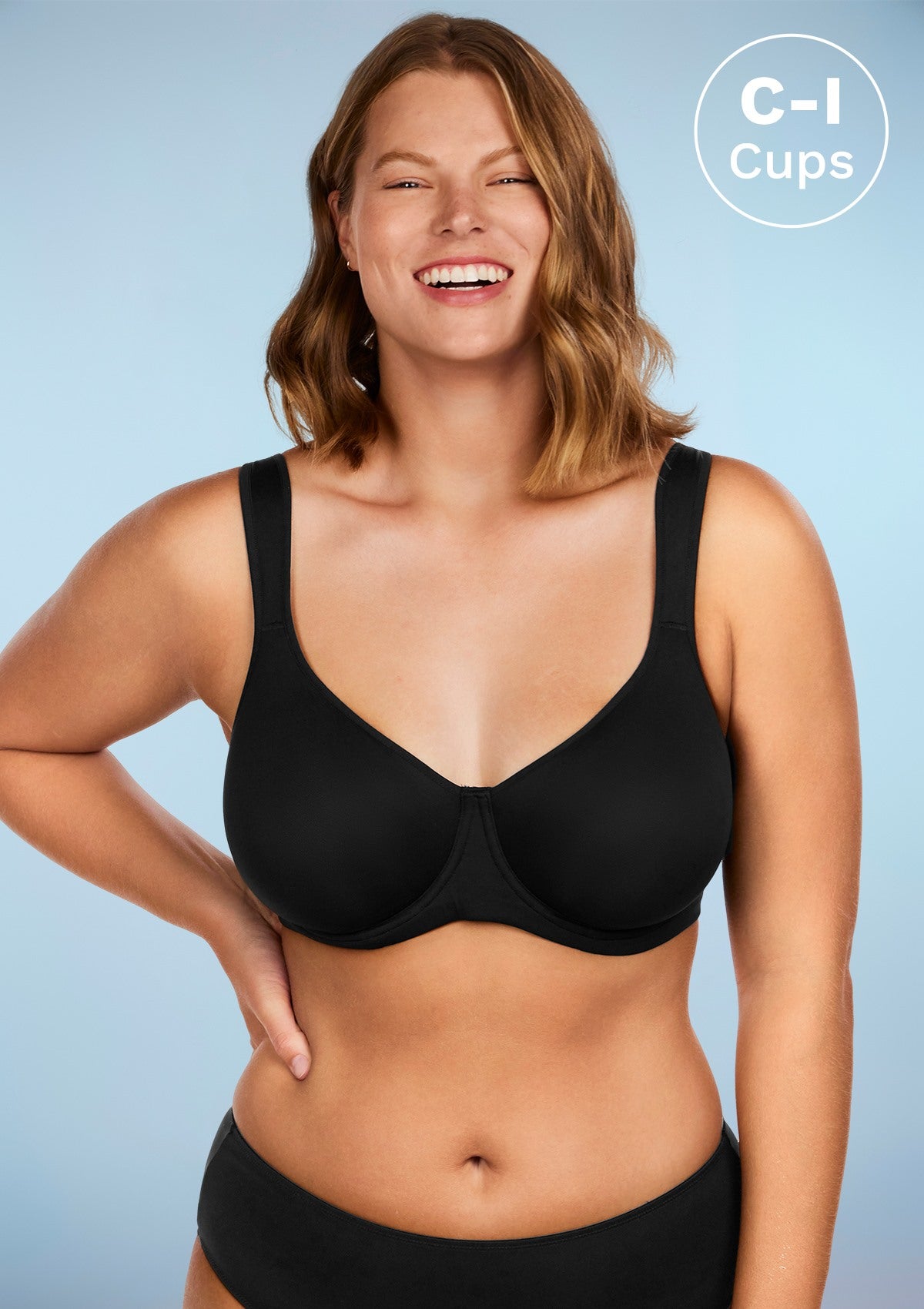 HSIA Joan Soft T-shirt Unlined Non-Padded Soft Cup Minimizer Bra - Black / 40 / G