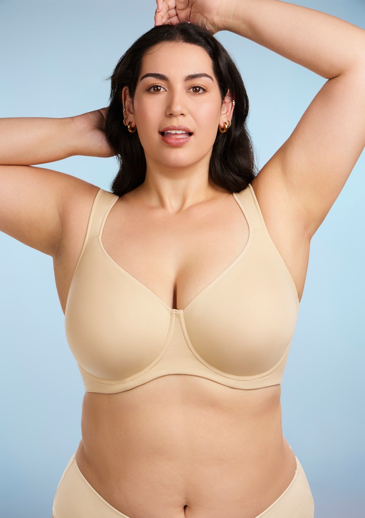 HSIA Joan Soft T-shirt Unlined Non-Padded Soft Cup Minimizer Bra - Beige / 46 / D