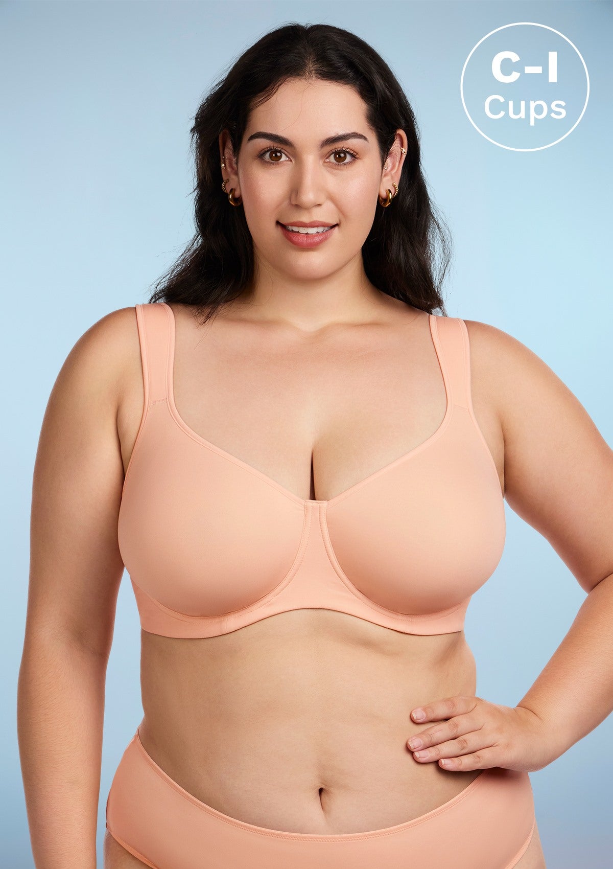 HSIA Joan Ultimate Soft T-shirt Unlined Underwire Minimizer Bra - Light Pink / 44 / DD/E