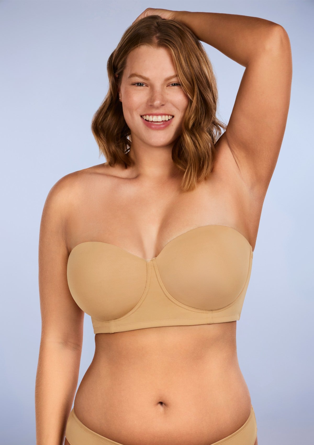 HSIA Margaret Molded Convertible Multiway Classic Strapless Bra - Beige / 40 / DDD/F