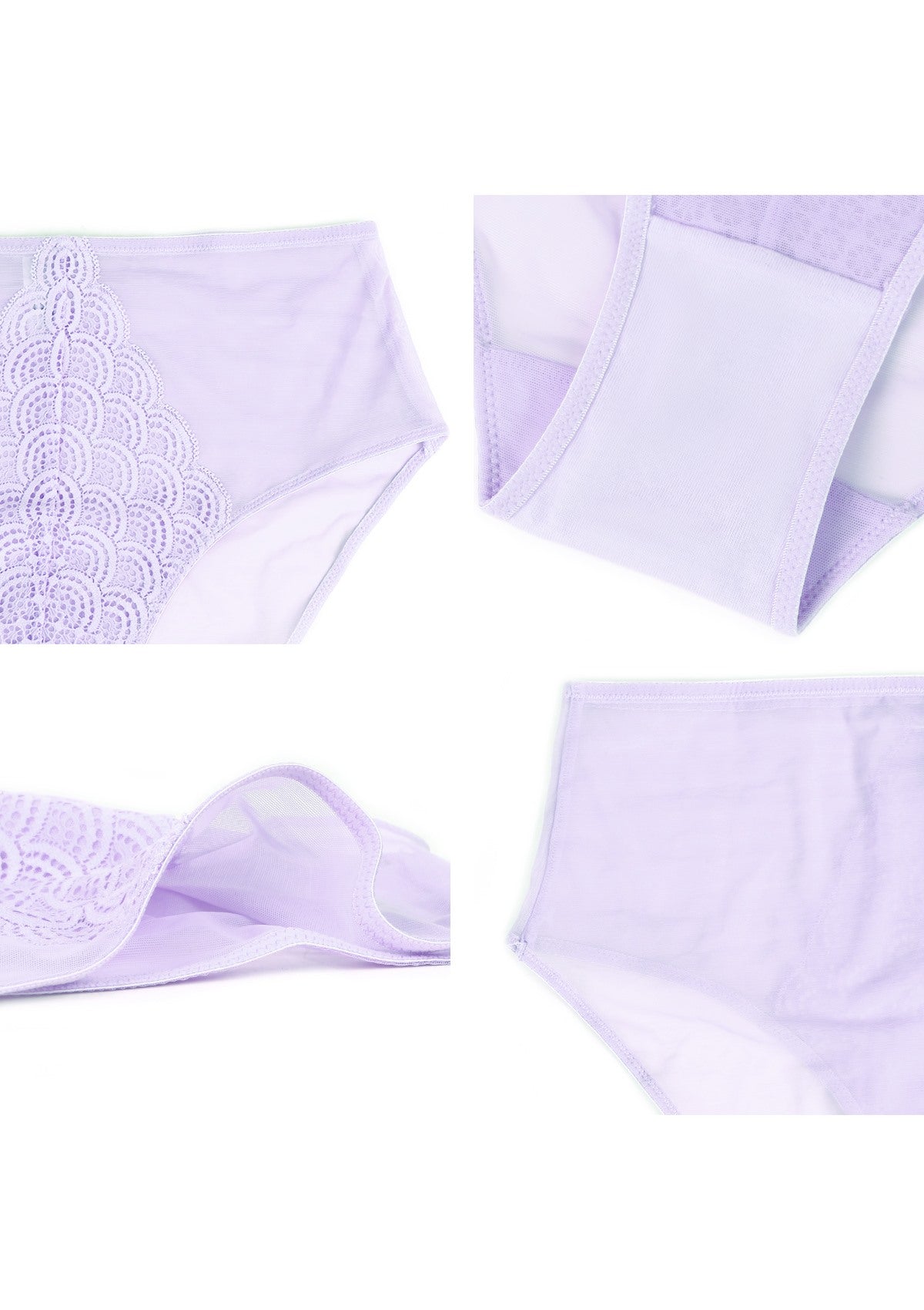 HSIA Spring Romance High-Rise Floral Lacy Panty-Comfort In Style - M / Light Purple