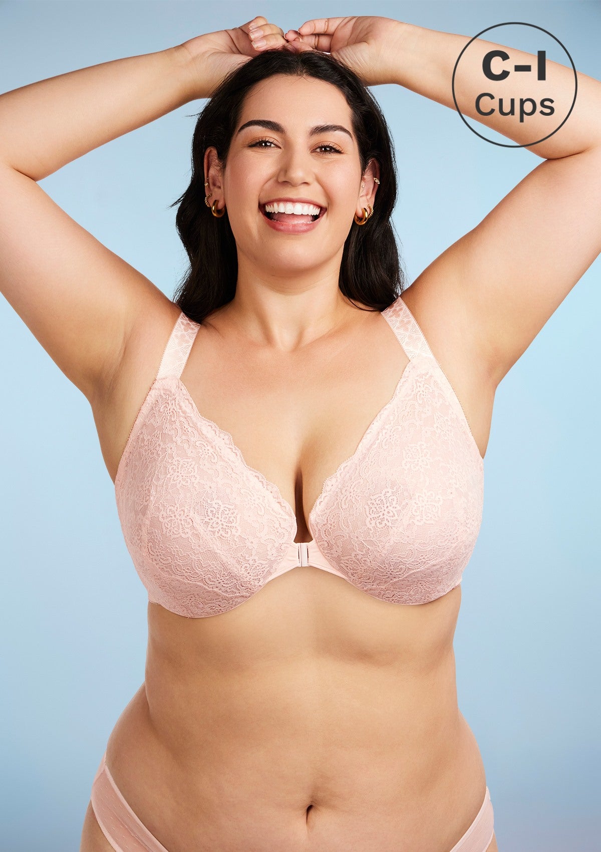 HSIA Nymphaea Easy-to-wear Front-Close Lace Unlined Underwire Bra - Dusty Peach / 42 / DD/E