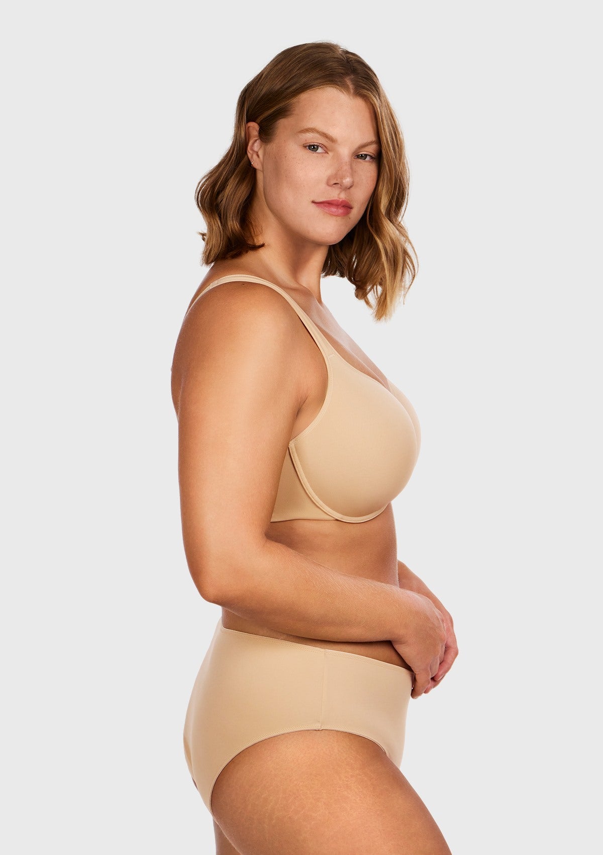 HSIA Patricia Seamless Lightly Padded Minimizer Bra -for Bigger Busts - Beige / 42 / D