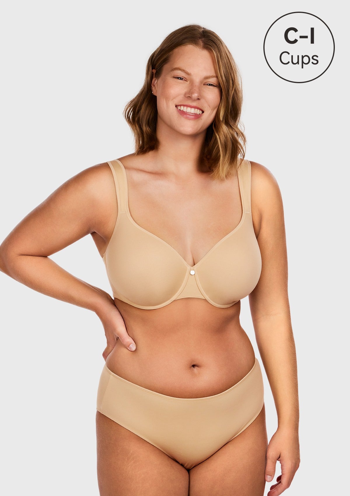 HSIA Patricia Seamless Lightly Padded Minimizer Bra -for Bigger Busts - Beige / 38 / C